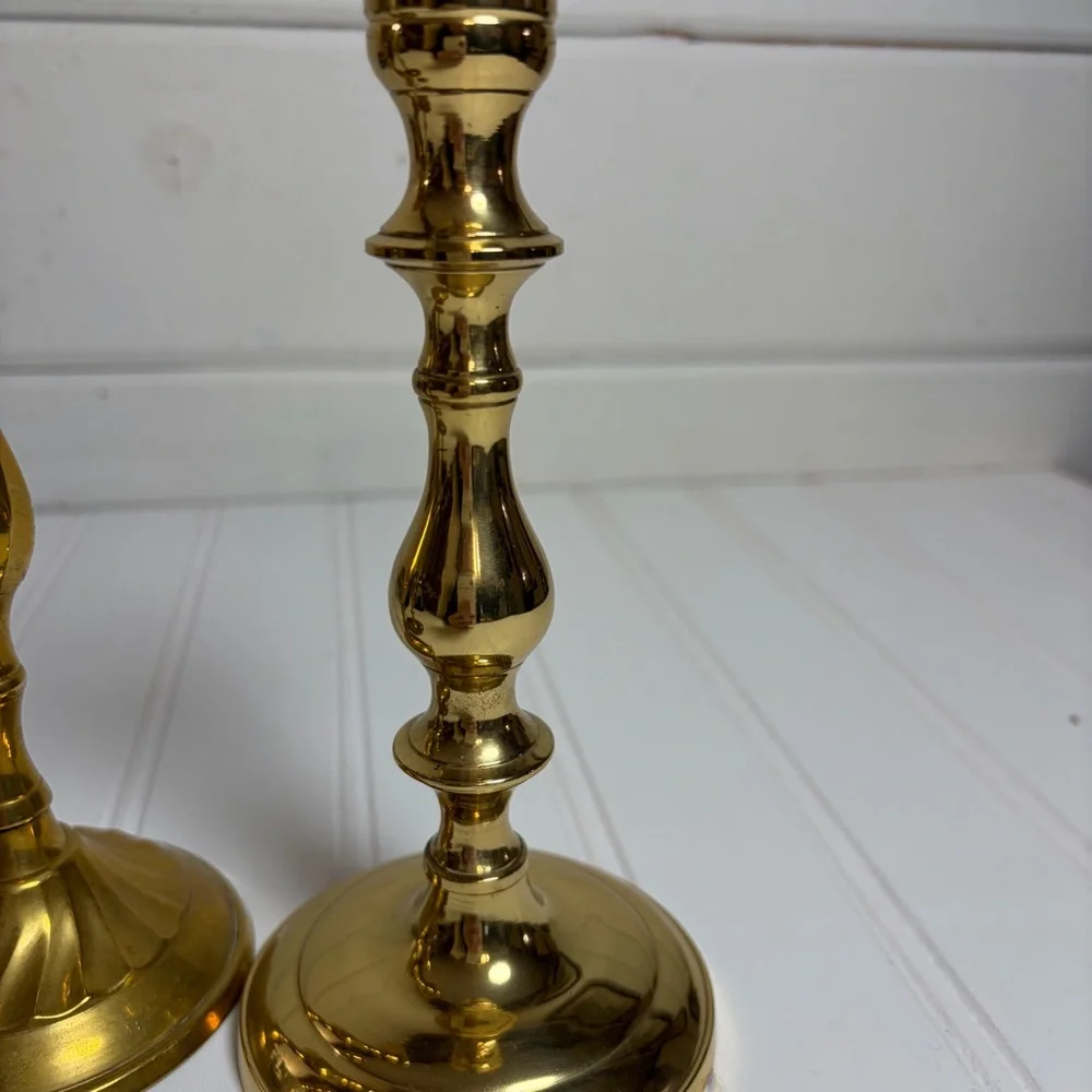 Vintage Brass Candlestick Holders Set of 3 - Picture 3 of 7